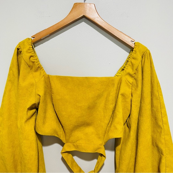 Style & Co Women's Yellow Balloon Sleeve Crop Top Size L - Picture 5 of 15